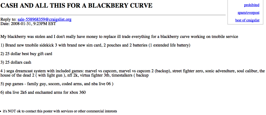 blackberry curve desperate barter trade craigslist